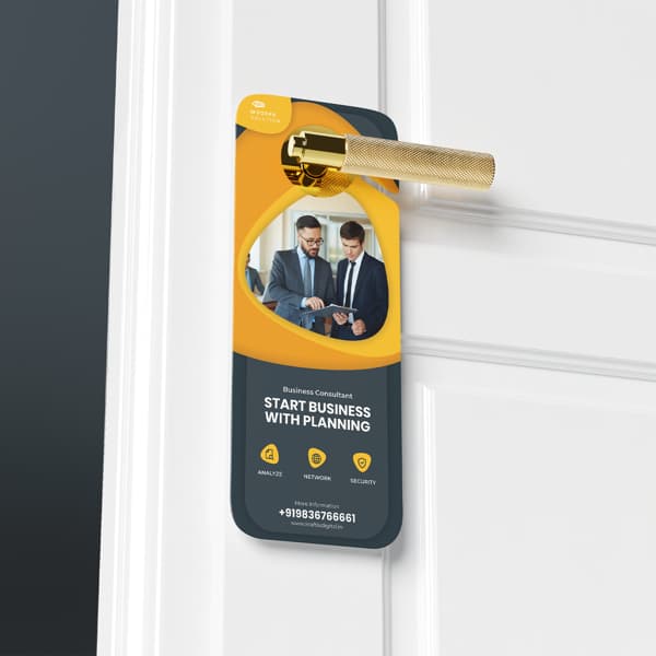 Door hanger printing Dubai - custom hotel promotional hangers UAE