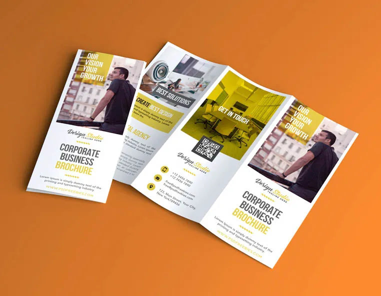 Tri-fold brochure printing Dubai - A4 to DL trifold leaflets UAE
