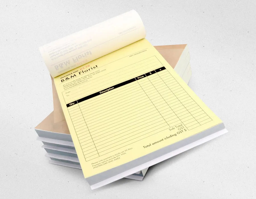 Invoice book printing Dubai - NCR carbonless receipt books UAE
