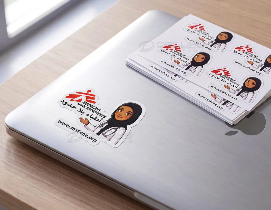Custom shape sticker printing Dubai UAE - waterproof die-cut labels