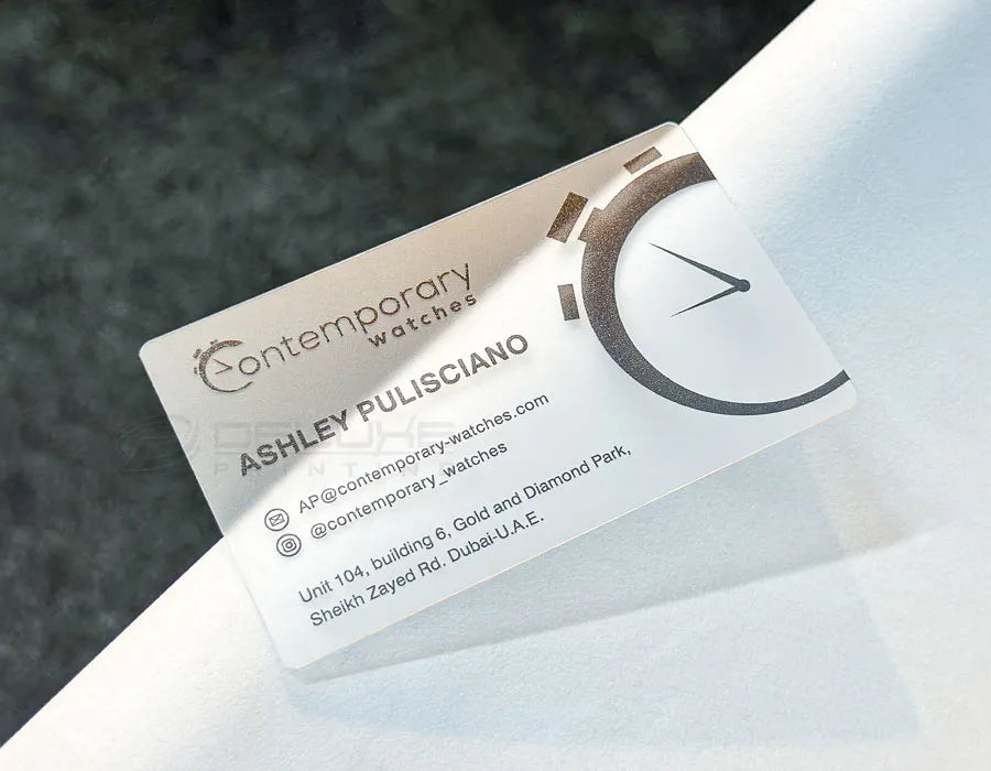 Translucent business card printing Dubai UAE - clear plastic cards