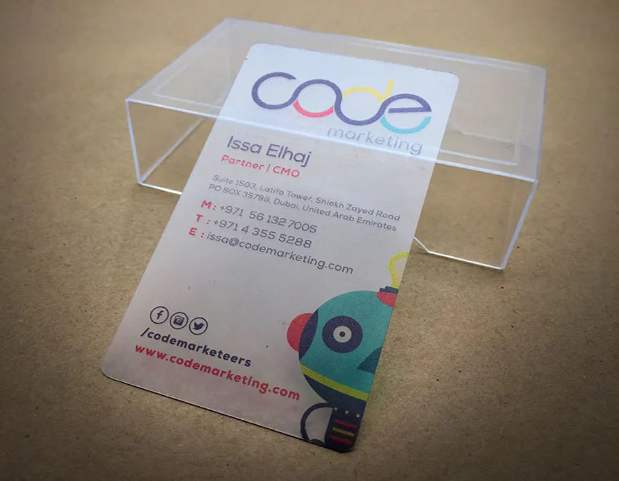 Custom transparent business cards Dubai - PVC clear premium cards UAE